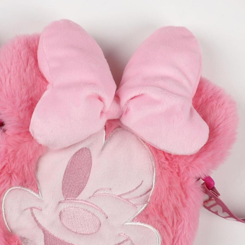 MINNIE - Head - Sac à Bandoulière Peluche - 17x14x4cm 
