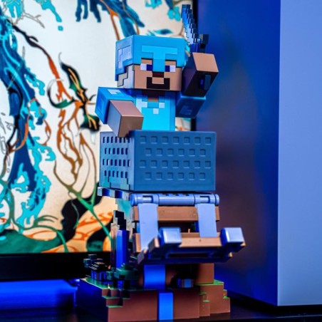 MINECRAFT - Steeve en Armure - Support Manette & Portable - 20cm 