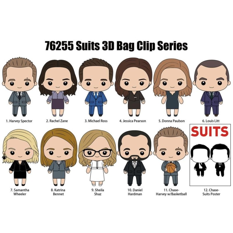 SUIT SERIES - Series 1 - 3D Foam Bag Clip (Display 24 Pcs) 