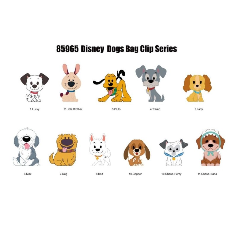 DISNEY DOGS - Series 1 - 3D Foam Bag Clip (Display 24 Pcs) 