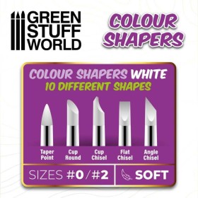Pinceau Silicone - Colour Shapers TAILLE 0 et 2 - 10 pinceaux - BLANC SOUPLE