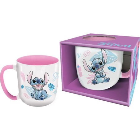 STITCH - Watercolor Rose - Mug Elite Intérieur Coloré - 384ml 