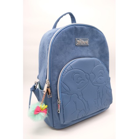 STITCH & ANGEL - Blue Corduroy - Sac à Dos Fashion Duo - '32x25x14cm' 