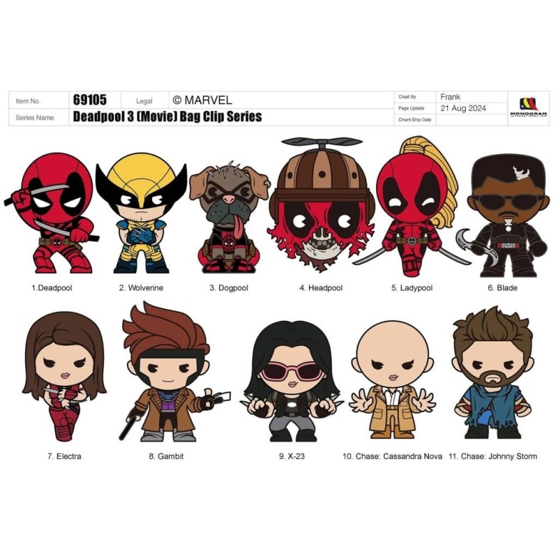DEADPOOL - Series 1 - 3D Foam Bag Clip (Display 24 Pcs) 