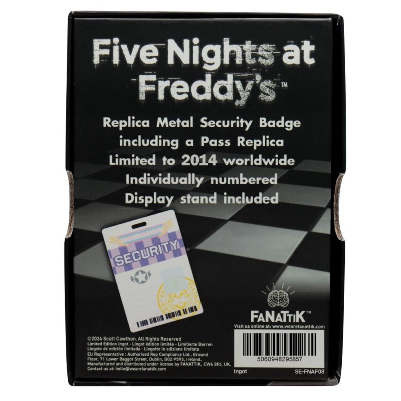FIVE NIGHTS AT FREDDY'S - Replique Badge de Sécurité - Edition Limitée 
